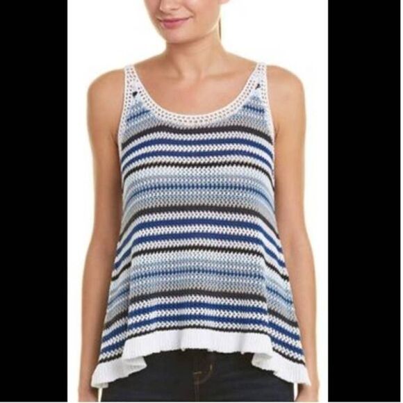 Cotton By Autumn Cashmere Crochet Tank Top Size Medium - Picture 1 of 6